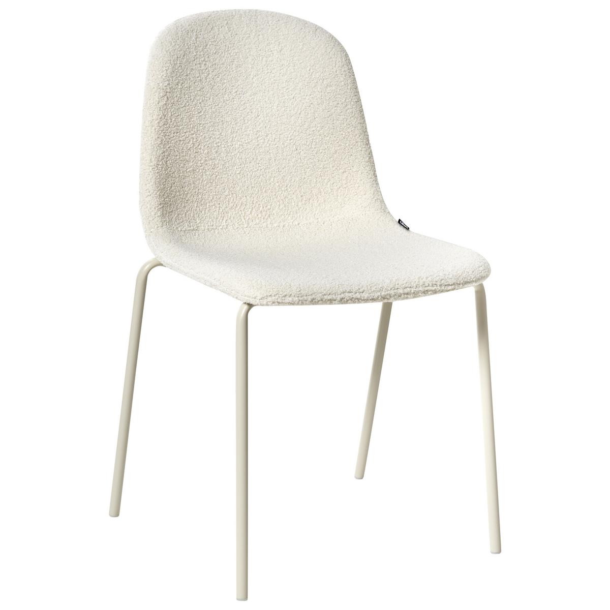 KONFERENZSTUHL 2er-Set Bouclé Cremeweiß Loma - Weiß, Textil (50/85/55cm) - Beliani