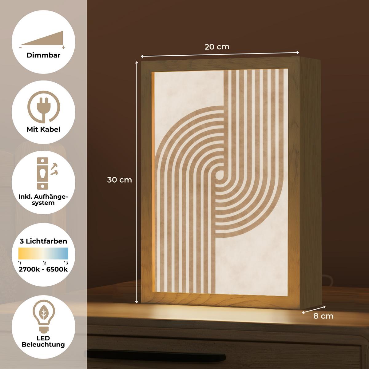 WANDLEUCHTE Symmetrische Biegung - kupferfarbig 20x30 cm - Beige, Holzwerkstoff (20/30/8cm) - OnlyWow