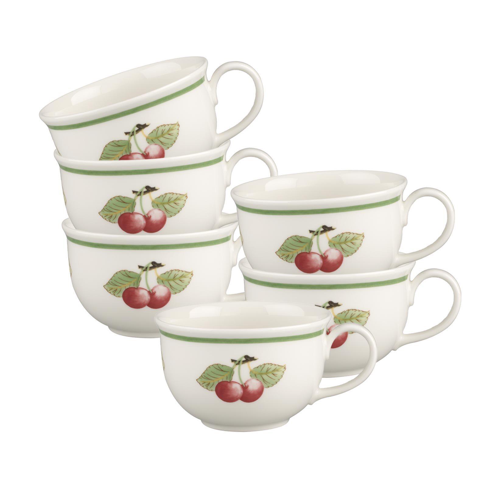 CAFÉ AU LAIT OBERTASSEN French Garden weiß-bunt 370 ml 6er Set - Multicolor/Weiß, Keramik (0.37L) - Villeroy & Boch