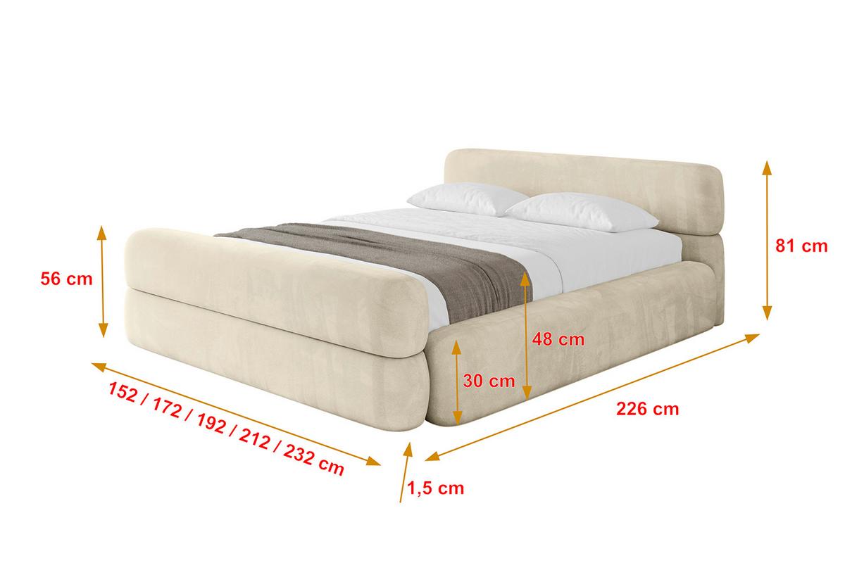 POLSTERBETT mit Bettkasten, Fußteil und Lattenrost, Boxbett mit Matratze H3/H4 - ENORA-Z-V1 180x200 Beige - Ecru, Holzwerkstoff/Textil (180/200cm) - ALTDECOR