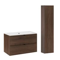 BADMÖBEL 81cm Elias 2er-Set Dunkles Holz - Braun, Holzwerkstoff (81/50/46cm) - Petits-meubles