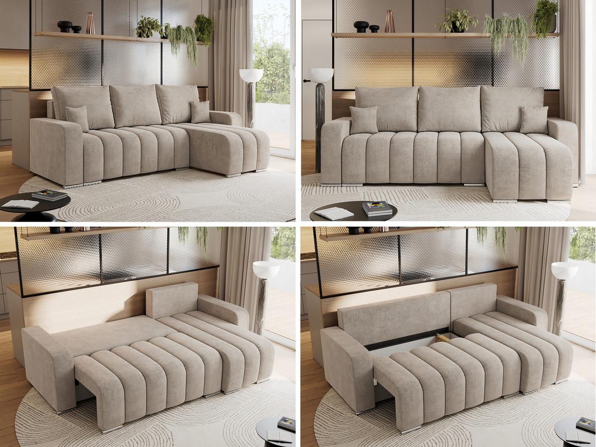 ECKSOFA KIRASSO L Beige Stukture - Beige/Grau, Textil (245/147cm) - MKS