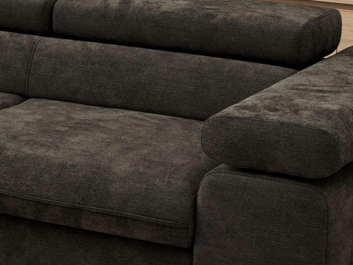 ECKSOFA PABLO L Dunkelgrau Schenille glatt - Links Seite - Dunkelgrau/Schwarz, Textil/Metall (208/273cm) - MKS