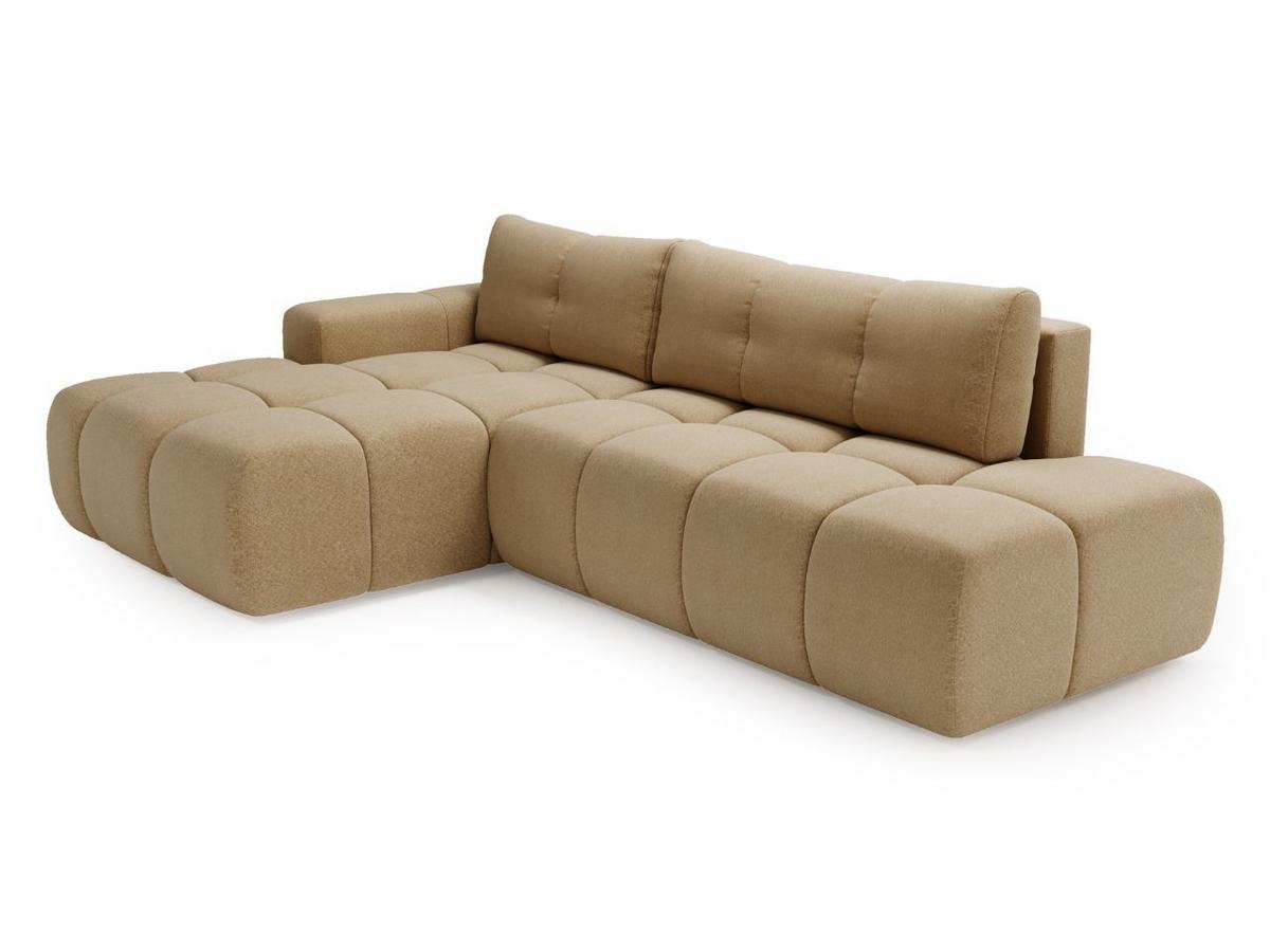 ECKSOFA Montero Bouclé-Stoff Hellbraun Rechts - Hellbraun, Holz/Textil (280/177cm) - Graingold