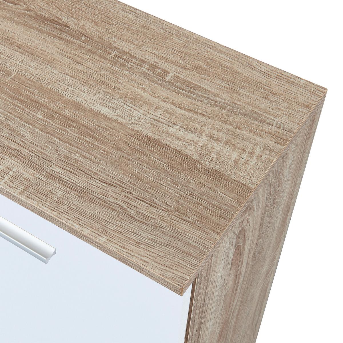 SIDEBOARD Bobeck - Eichefarben/Weiß, Holzwerkstoff (80/72/28cm) - [en.casa]