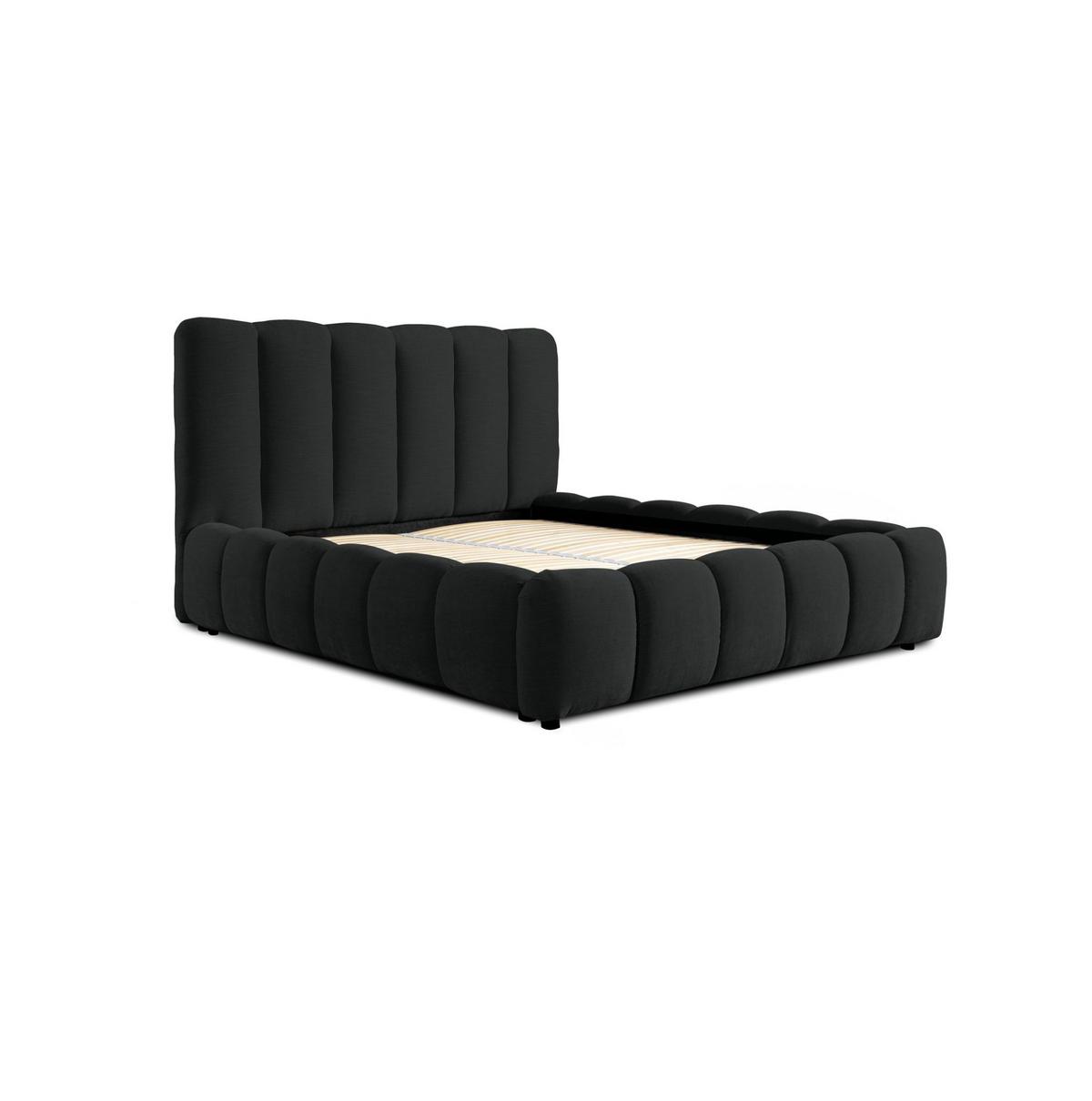 POLSTERBETT Doppelbett Heda In Stoff Boston - Schwarz, Holzwerkstoff/Textil (140/200cm) - Fun Möbel