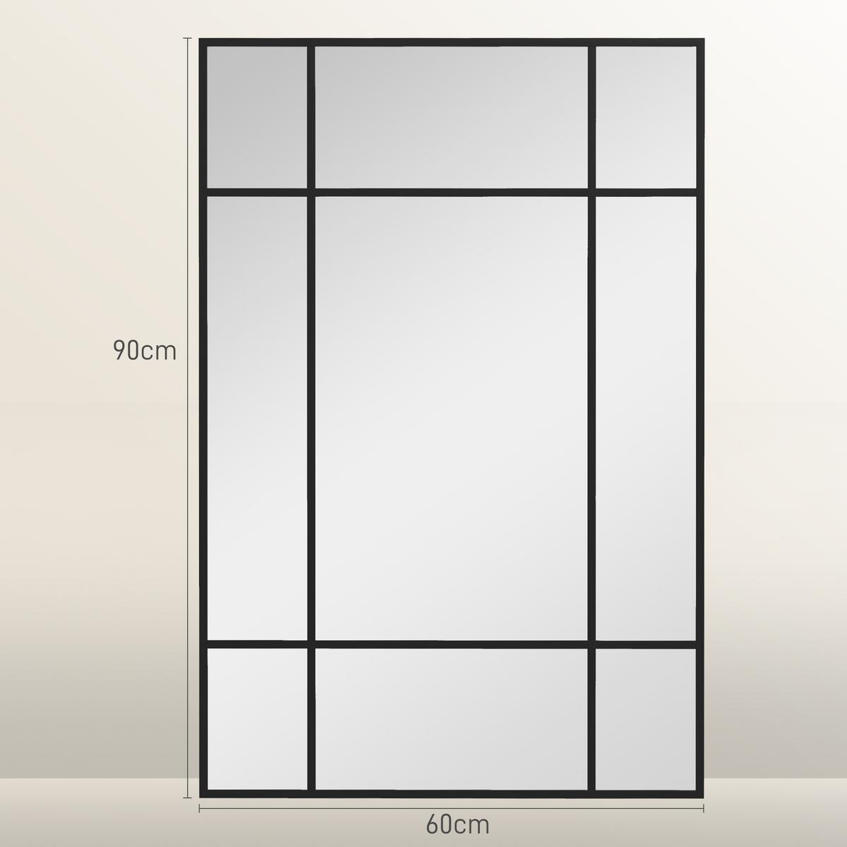 WANDSPIEGEL Glas Metall Schwarz - Schwarz, Metall (2/60/90cm) - HOMCOM