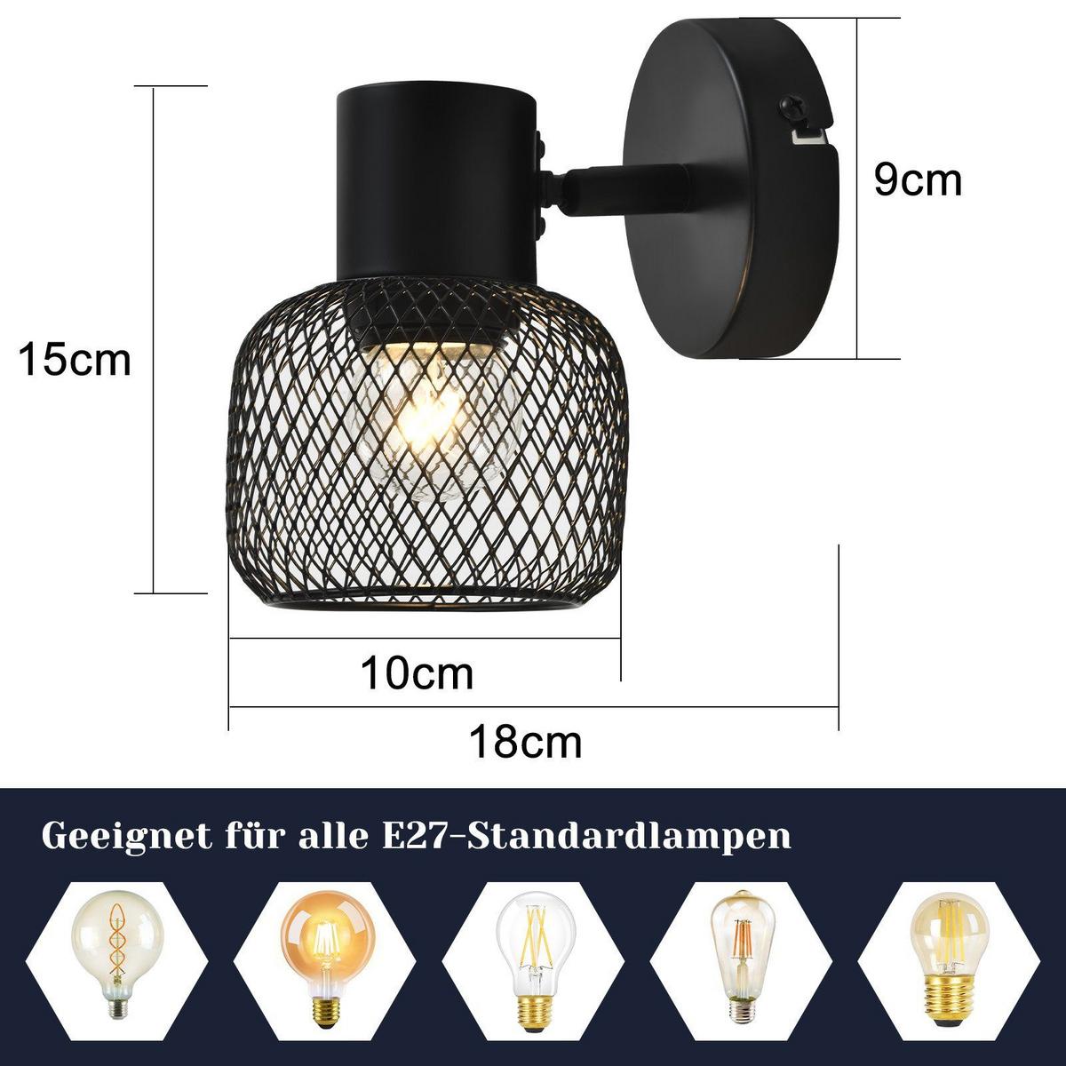 DECKENLEUCHTE Helligold 15/16/10 cm - Schwarz, Metall (10/15/16cm) - ZMH
