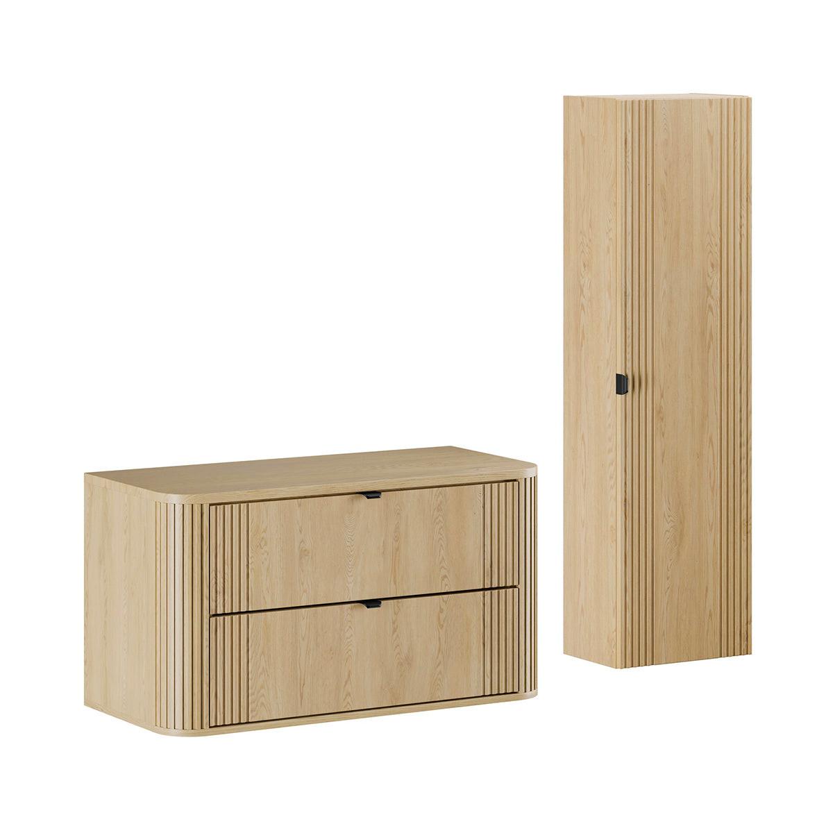 WASCHTISCHUNTERSCHRANK 100.4cm Mila 2er-Set Helle Eiche - Braun, Holzwerkstoff (100.4/54/46cm) - Petits-meubles