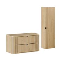 BADMÖBEL 100.4cm Mila 2er-Set Helle Eiche - Braun, Holzwerkstoff (100.4/54/46cm) - Petits-meubles