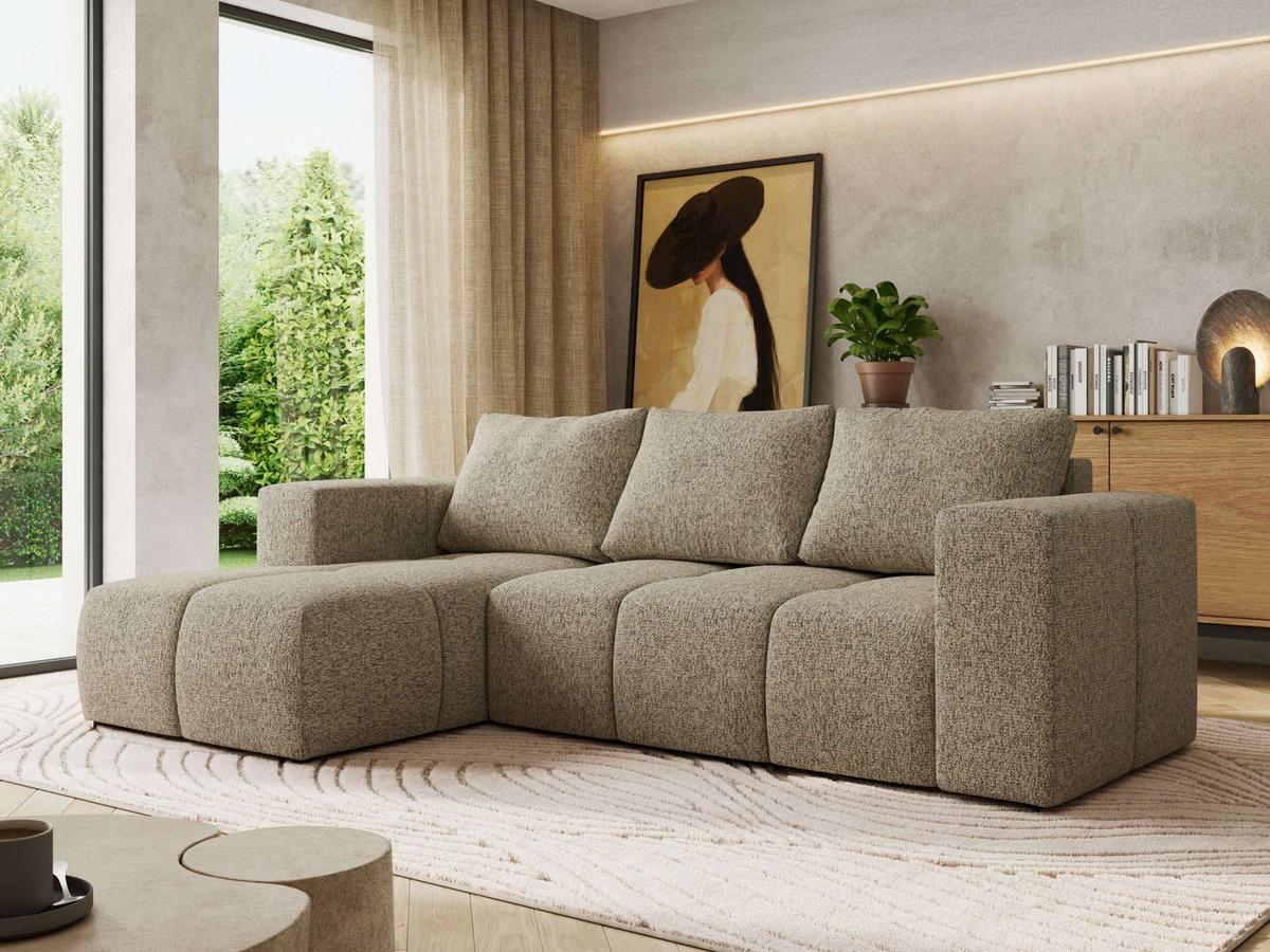 ECKSOFA MONIVA Dunkelbeige Strukture - Links - Taupe/Beige, Kunststoff/Textil (164/266cm) - MKS