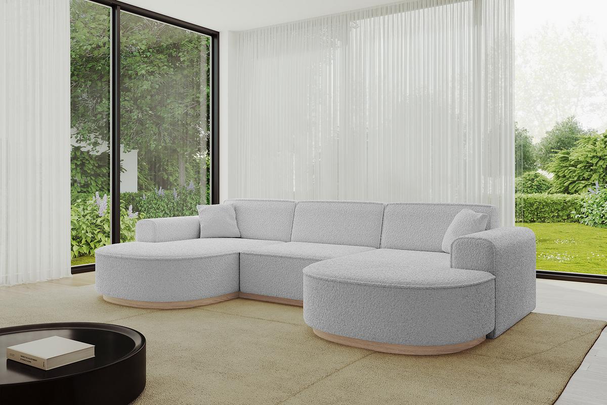 WOHNLANDSCHAFT MARI-U1-v1 - 303x171x83 cm Hellgrau Bouclé - Hellgrau, Holzwerkstoff/Textil (303/83/171cm) - ALTDECOR
