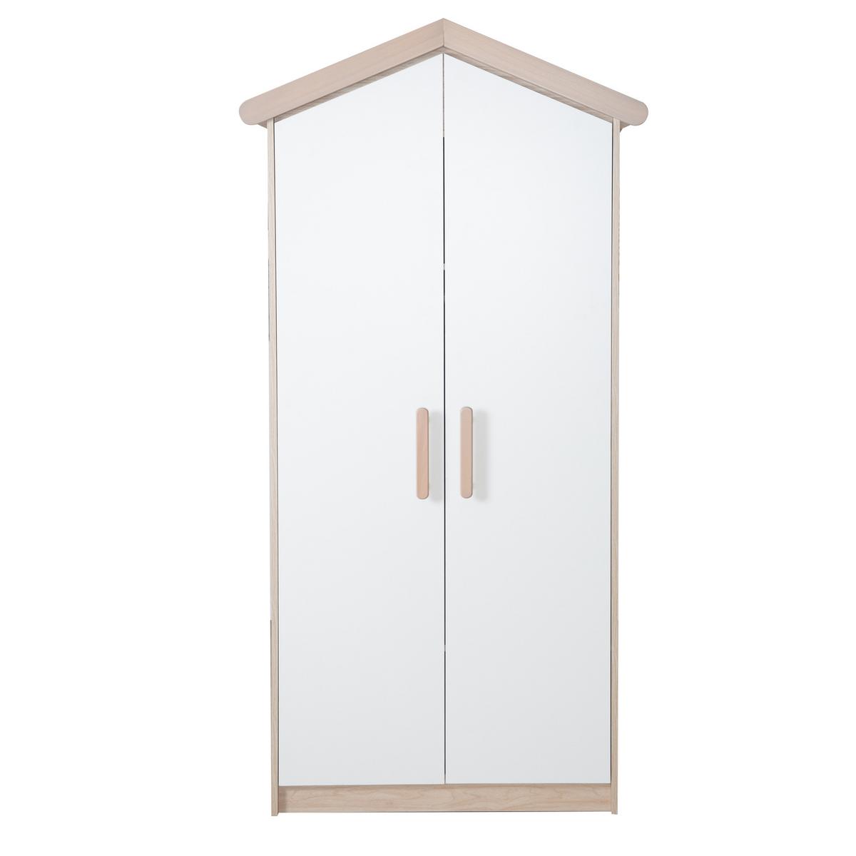 KINDERKLEIDERSCHRANK Cabane 2-türig - Eichefarben/Weiß, Holz/Holzwerkstoff (96/190/50cm) - Roba
