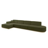 ECKSOFA Ottomane Links IREA-L3 - 412x165x80 cm Grün - Platinfarben, Holzwerkstoff/Textil (412/165cm) - ALTDECOR