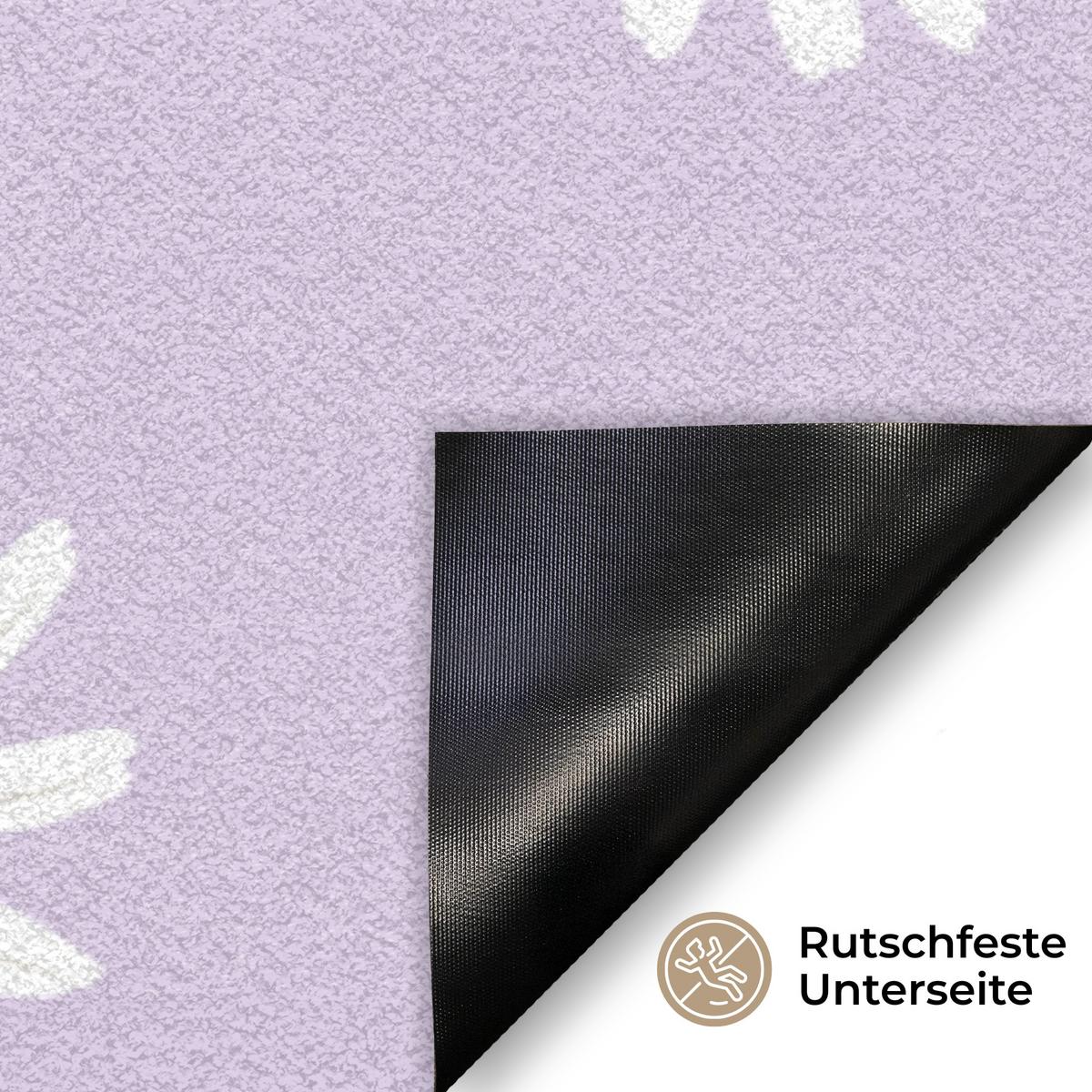 FUSSMATTE Gänseblümchen - Pastell - Weiß - Lila - Blumen Sauberlaufmatte 90x60 cm - Flieder, Kunststoff (90/0.4cm) - MuchoWow