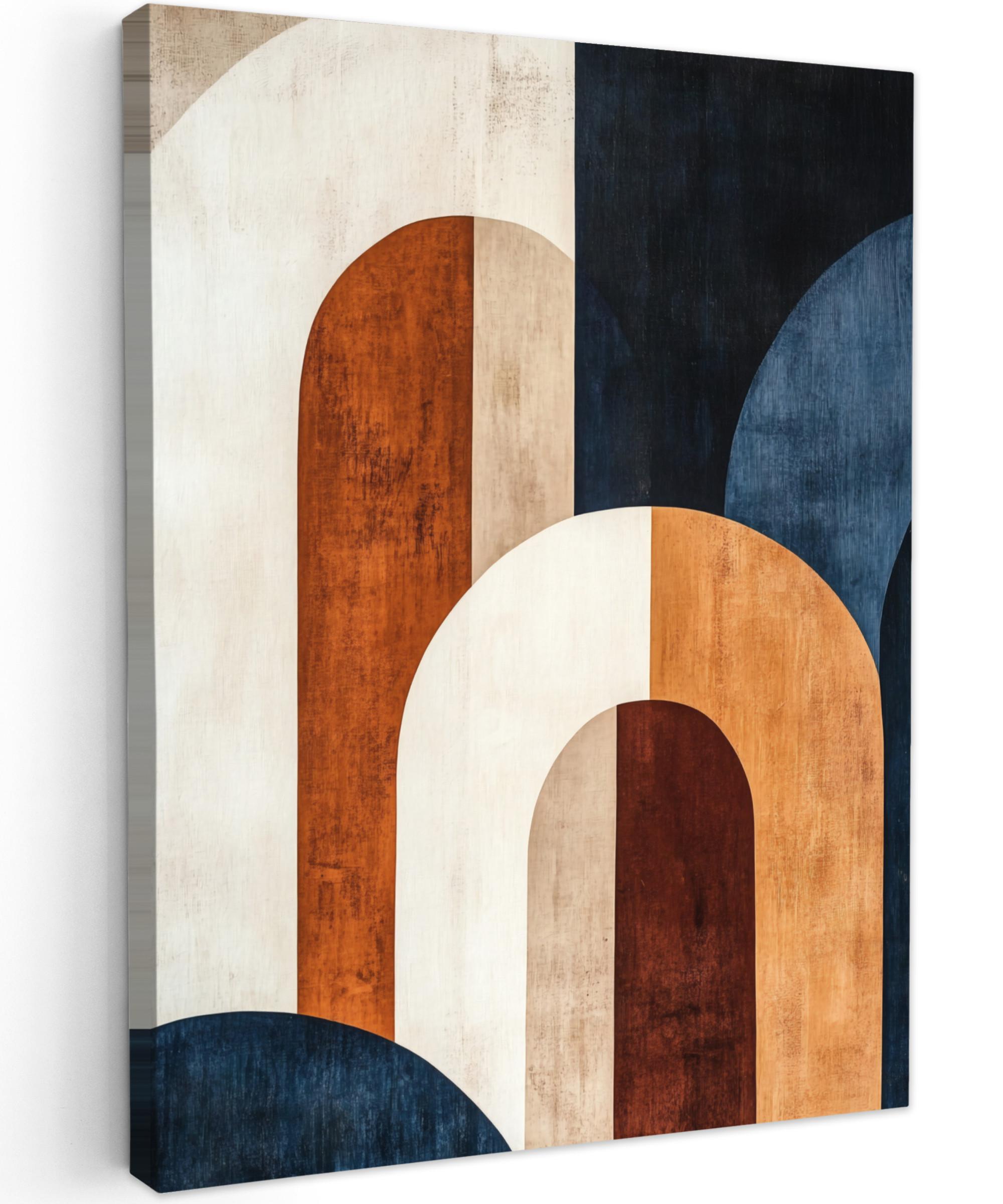 LEINWANDBILD Abstrakt - Formen - Dunkelblau Room Decor 30x40 cm - Cognac, Textil (30/40cm) - MuchoWow