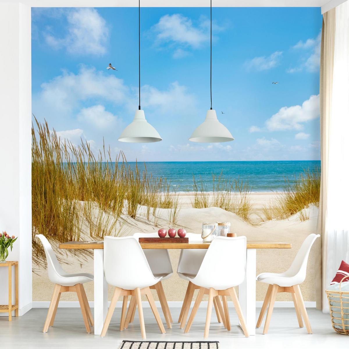FOTOTAPETE Strand an der Nordsee 240/240 cm - Eichefarben, Papier (240/240cm) - Bilderwelten