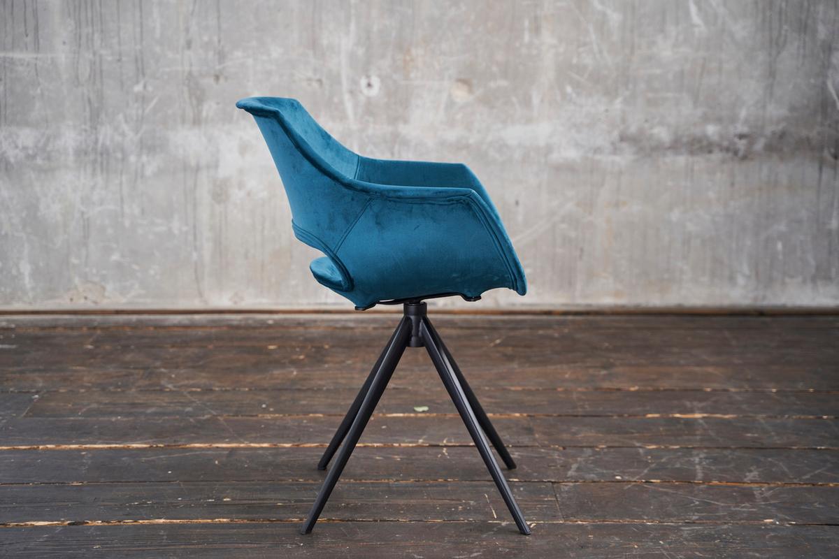 DREHSTUHL ZAJA Petrol Velvet Drehbar (360°) (1er-Set) - Blau/Petrol, Textil (57/85/59cm) - KAWOLA