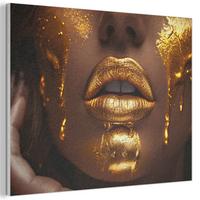 AKUSTIKBILD Frau - Gold - Luxus - Porträt Wanddeko 70x50 cm - Goldfarben, Kunststoff (70/50/0.9cm) - MuchoWow