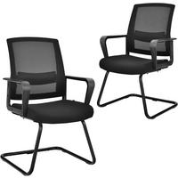 BÜROSTÜHLE 94cm Schwarz (2er-Set) - Schwarz, Metall (60/94/55cm) - COSTWAY