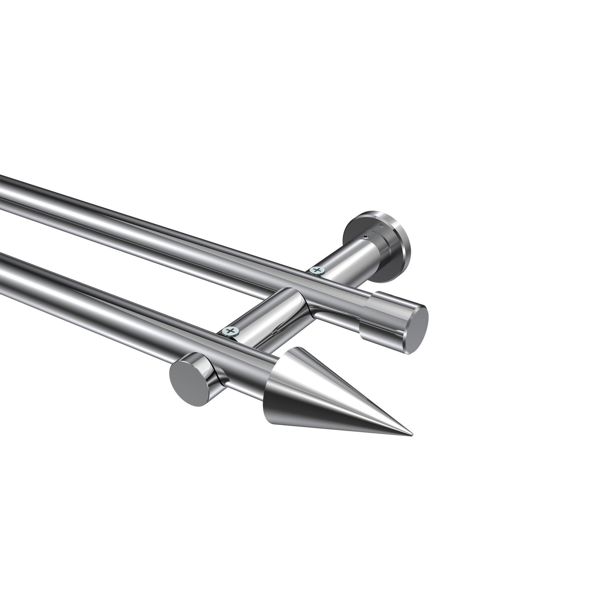 GARDINENSTANGE Platon Savio 600 cm (geteilt in 3 x 200 cm), 2-läufig (ohne Ringe), 20 mm Ø Chrom - Chromfarben, Metall (600cm) - INTERDECO