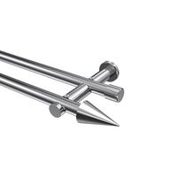 GARDINENSTANGE Platon Savio 600 cm (geteilt in 3 x 200 cm), 2-läufig (ohne Ringe), 20 mm Ø Chrom - Chromfarben, Metall (600cm) - INTERDECO