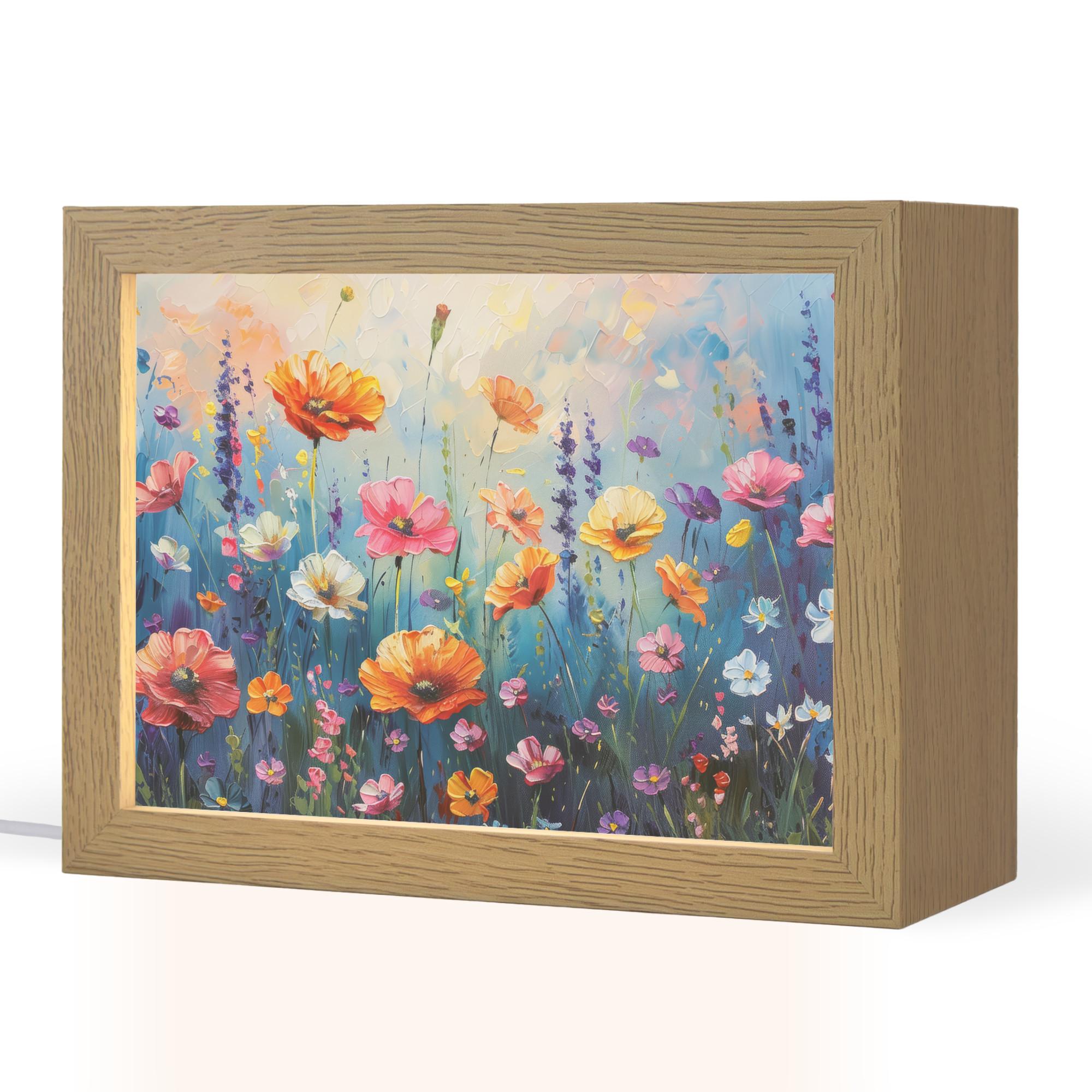 TISCHLEUCHTE Blumen - Natur - Aquarell - Kunst 20x15 cm - Altrosa, Holzwerkstoff (8/20/15cm) - OnlyWow