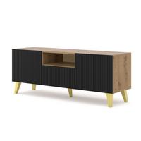 TV LOWBOARD Artisan, Schwarz, Gold 150/56/42 - Goldfarben/Schwarz, Holzwerkstoff (150/56/42cm) - RAUMHIRSCH FURNITURE