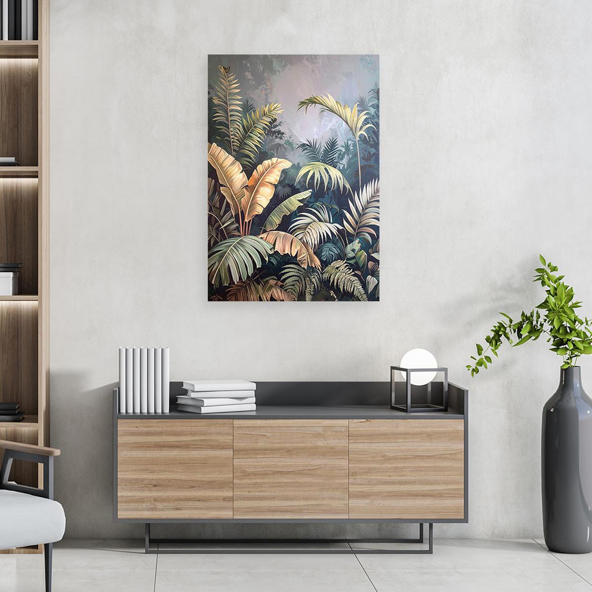 WANDBILD, Palm- und Bananenblätter Dschungel - Grün, Textil (30/45cm) - Feeby