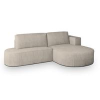 ECKSOFA CORTIO P R-S Creme Kordstoff mit Schlaffunktion - Creme, Holz (265/174cm) - MASSENO
