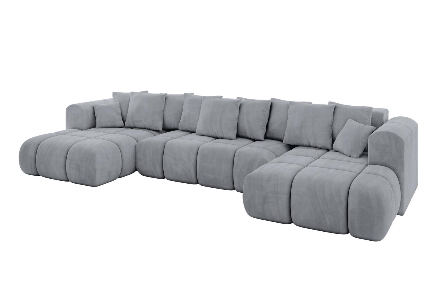 WOHNLANDSCHAFT CLOUD-U-v1 405x185x90 Hellgrau Velours - Hellgrau, Holzwerkstoff/Kunststoff (405/90/185cm) - ALTDECOR