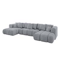 WOHNLANDSCHAFT CLOUD-U-v1 405x185x90 Hellgrau Velours - Hellgrau, Holzwerkstoff/Kunststoff (405/90/185cm) - ALTDECOR