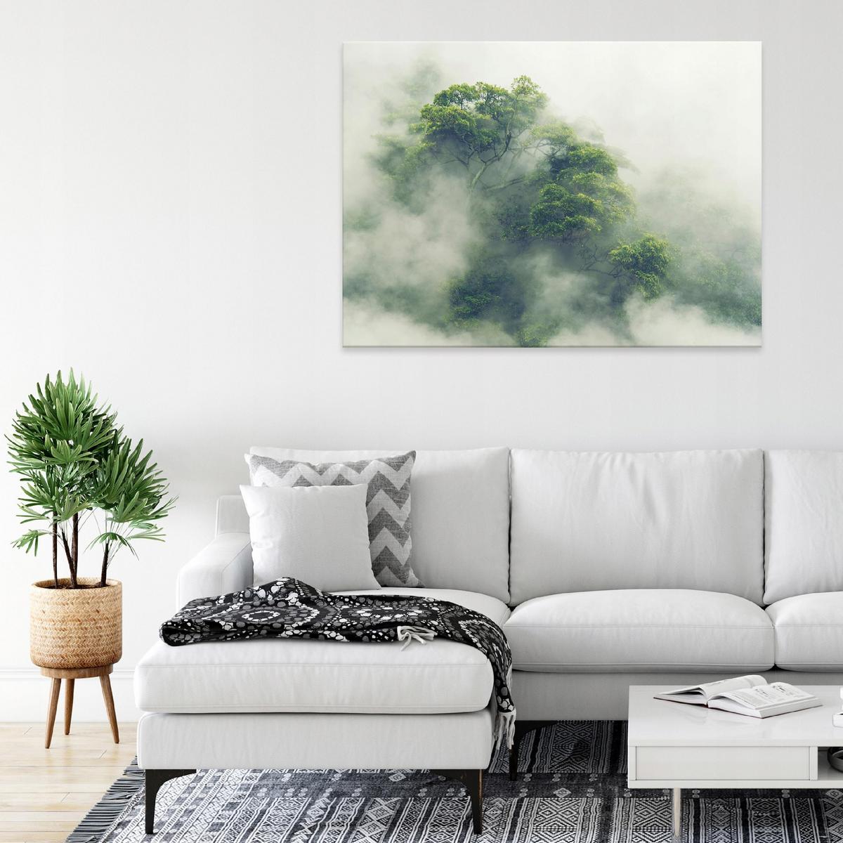LEINWANDBILDER Wald im Nebel Natur 120x80 - Multicolor, Holzwerkstoff (120/80cm) - Wallarena