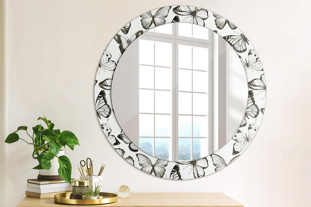 SPIEGEL Rund Ø 70 cm mit Aufdruck - Schwarz, Glas (70/70/0.4cm) - Wallfluent