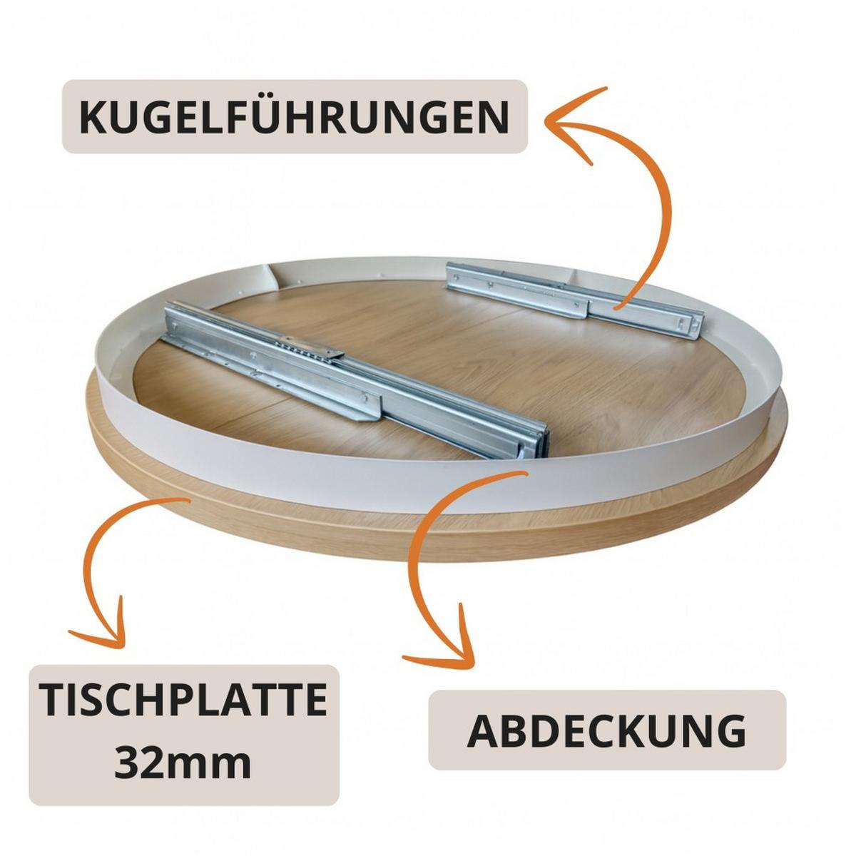 ESSTISCH Laura, Runder, mit Metallbeinen, Kaschmir+Schwarz - Kaschmir/Schwarz, Holzwerkstoff/Metall (100/100/77cm) - Beautysofa
