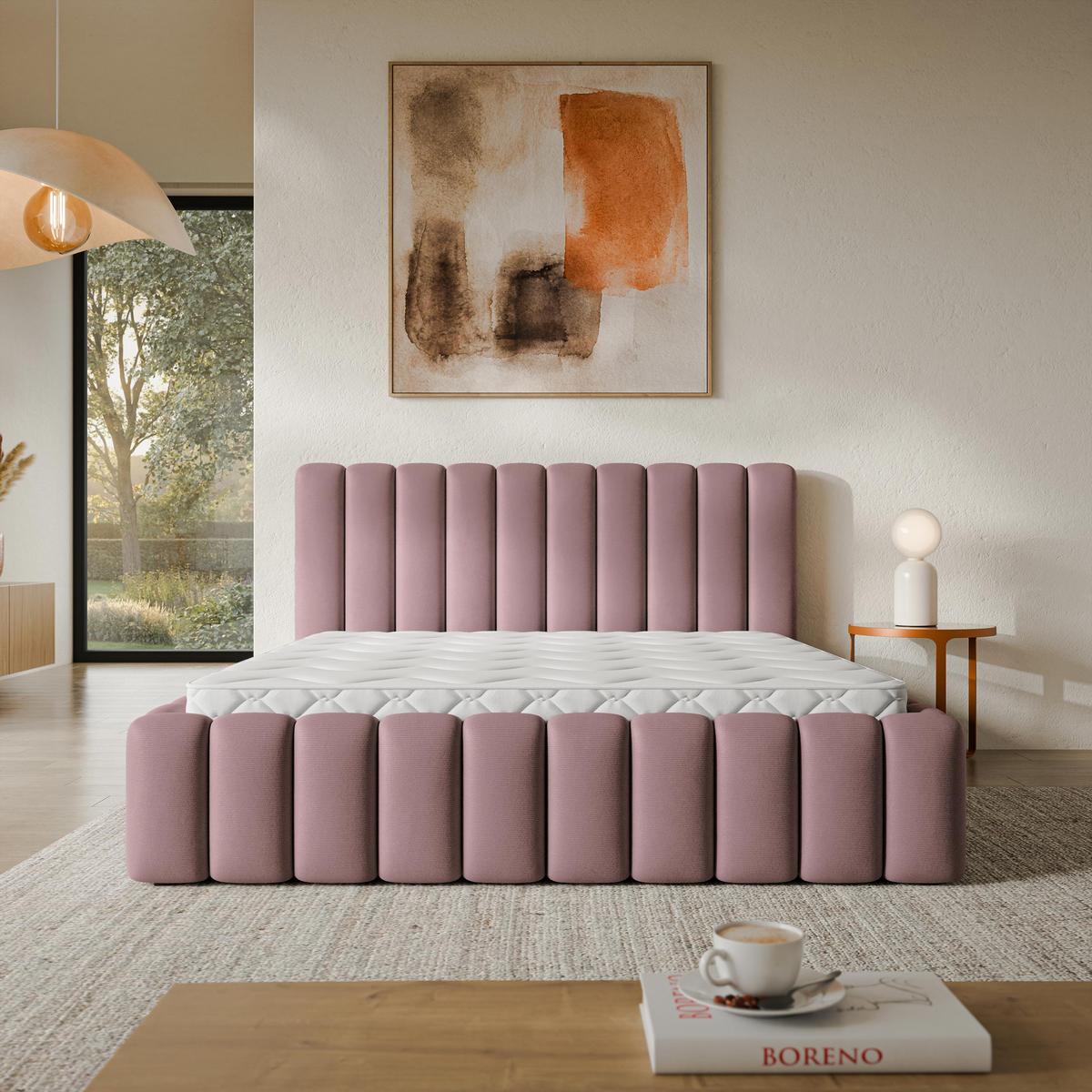 POLSTERBETT TEBA 160x200 cm mit Bettkästen - Rosa - Rosa, Holz/Textil (160/200cm) - MASSENO