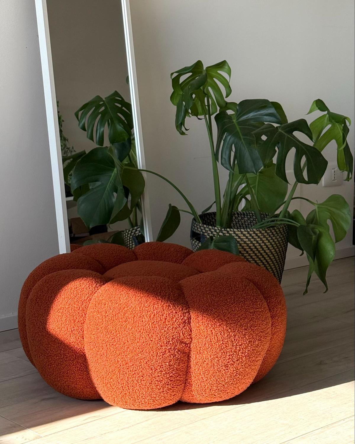 POUF Bouclé Braun Beaufort - Hellbraun, Textil (60/27/60cm) - Beliani