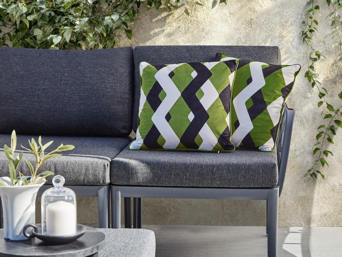 GARTENKISSEN 2er-Set Bunt 45/45 cm Sway - Multicolor/Schwarz, Textil (45/12/45cm) - Beliani