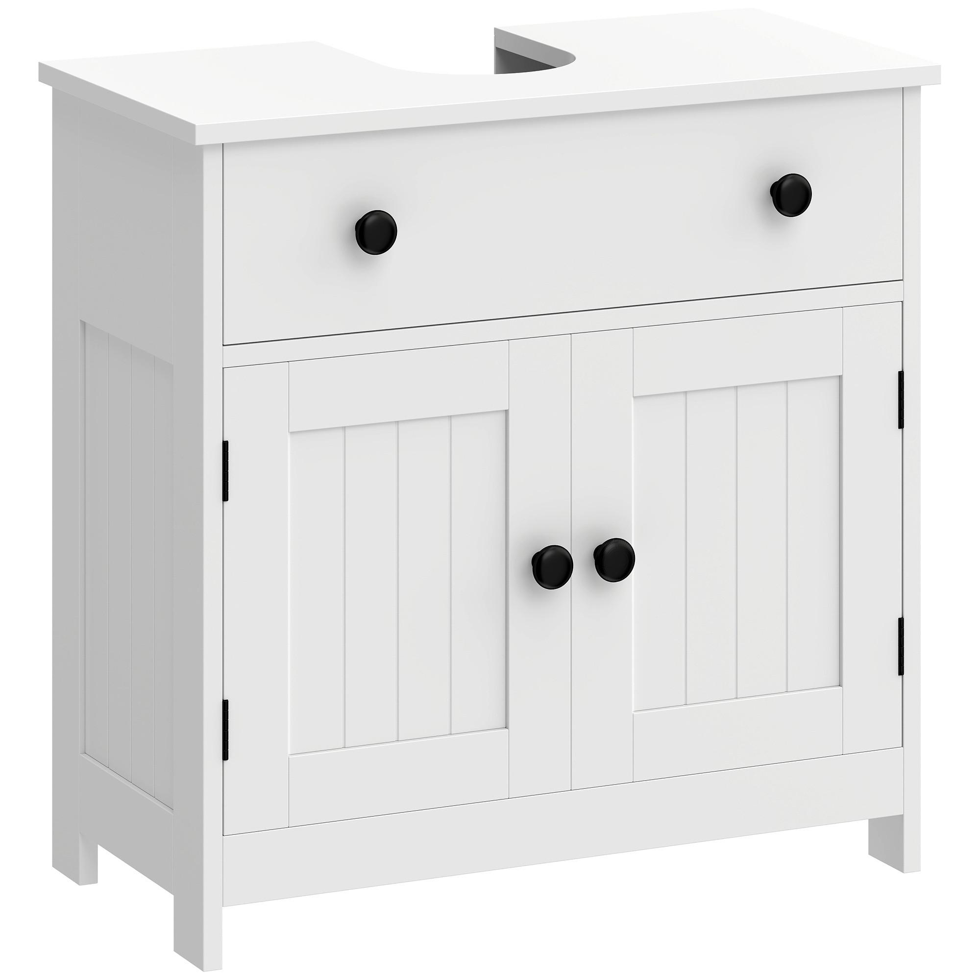 WASCHBECKENUNTERSCHRANK MDF Weiß - Weiß, Holzwerkstoff/Metall (30/60/60cm) - HOMCOM