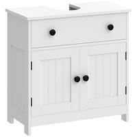 WASCHBECKENUNTERSCHRANK MDF Weiß - Weiß, Holzwerkstoff/Metall (30/60/60cm) - HOMCOM