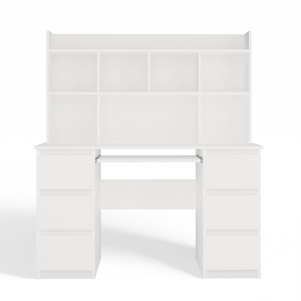 SCHREIBTISCH Weiß 130/146/51 - Weiß, Holzwerkstoff (90/50/146cm) - RAUMHIRSCH FURNITURE
