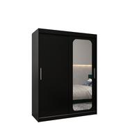 SCHWEBETÜRENSCHRANK 200/150/62 2-türig - Silberfarben/Schwarz, Holz/Kunststoff (150/200/62cm) - MÖBEL KRYSPOL