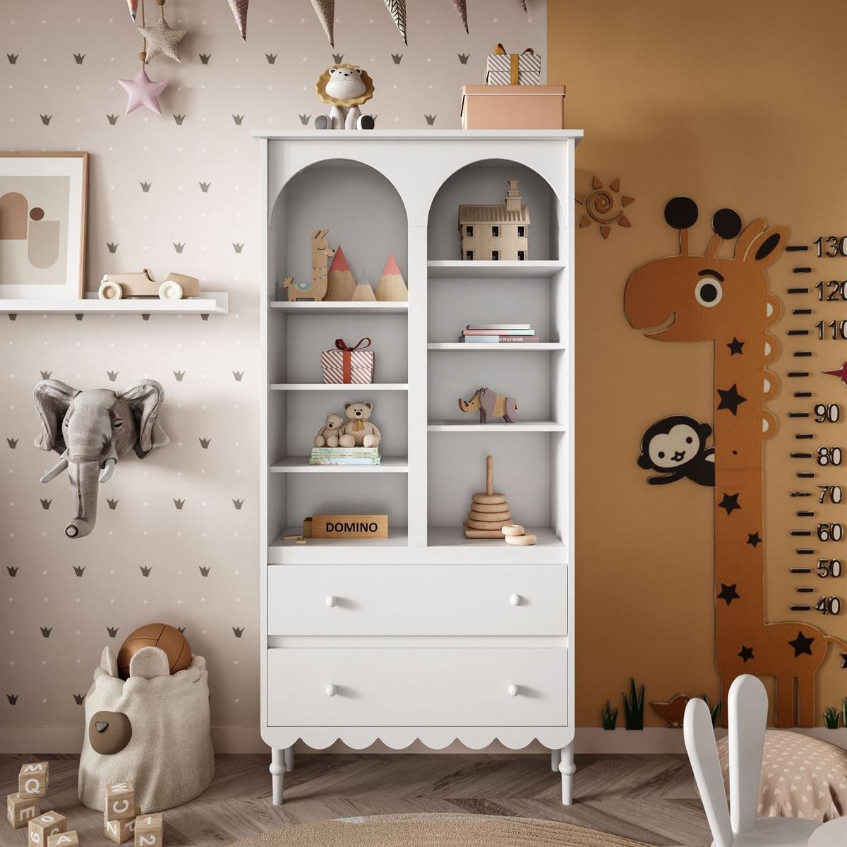 BABYREGAL BABUSHKA – Hohes Kinderregal, Weiß - Weiß, Holzwerkstoff (84/183/37cm)