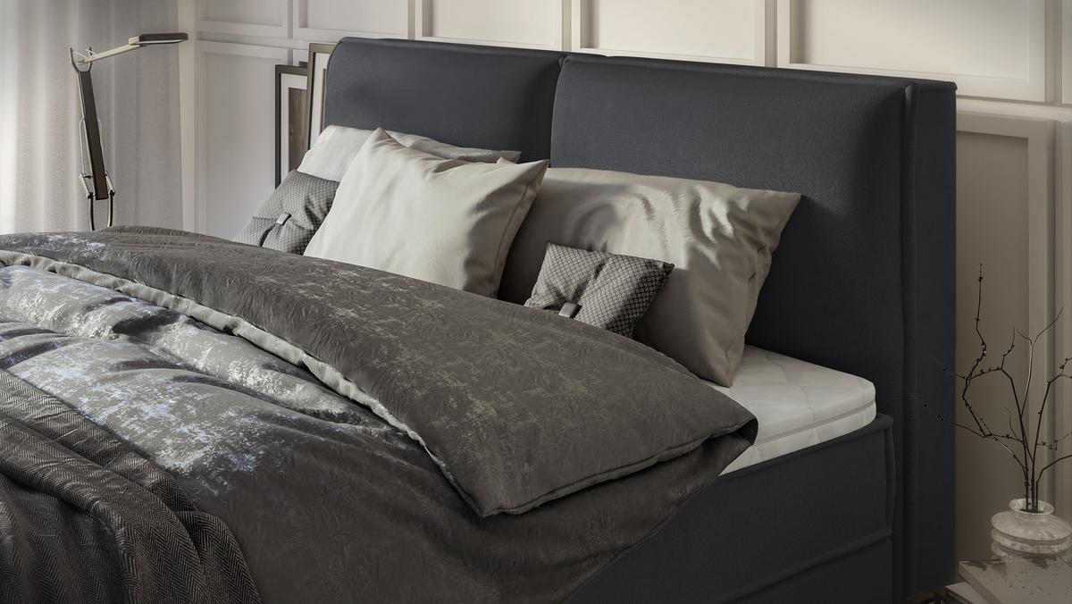 BOXBETT Eclipse 180/200 cm Graphit Luxusmicrofaser - Graphitfarben/Schwarz, Holz/Kunststoff (180/200cm) - S-Style Möbel
