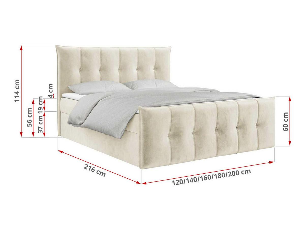 BOXBETT PREMIUM 11 140/200 Beige Velvet - H3 - Beige, Holz/Textil (140/200cm) - MKS
