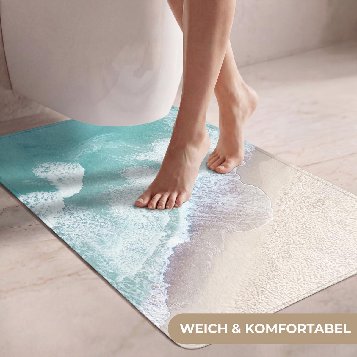 WC-VORLEGER Strand - Meer - Natur - Sommer Toilettenvorleger 60x90 cm - Türkis, Textil (60/1cm) - OnlyWow
