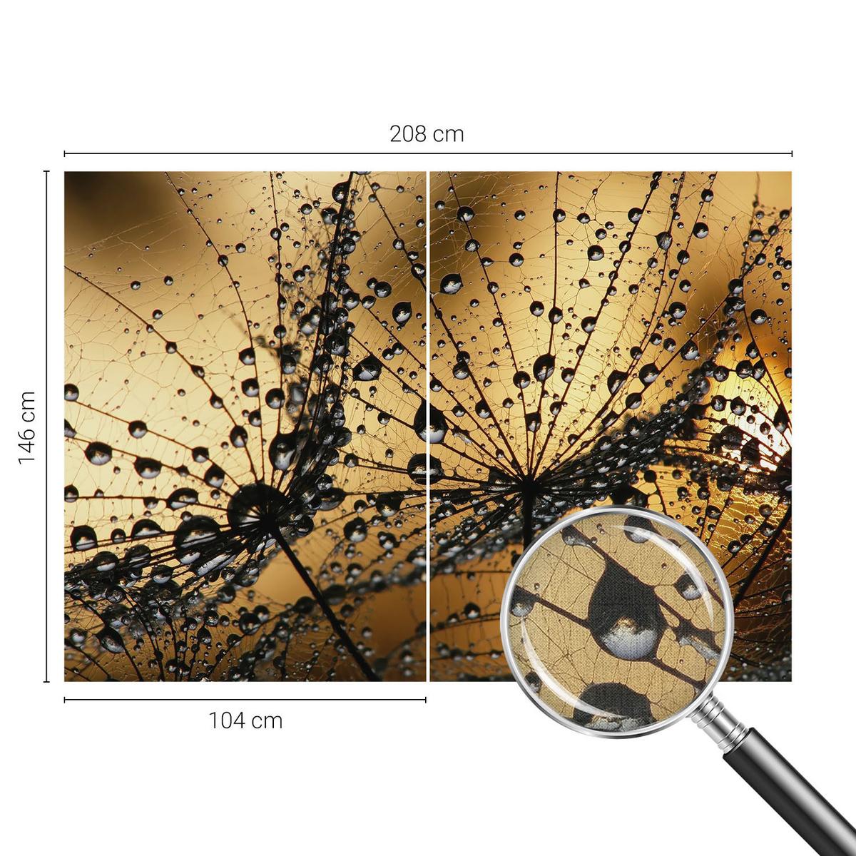 FOTOTAPETE 208x146 cm - Zarte Tropfen - Weiß, Textil (208/146cm) - Wallfluent