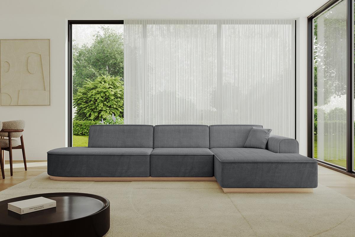 ECKSOFA Ottomane Rechts IREA-L2 - 327x165x80 cm Duneklgrau - Dunkelgrau, Holzwerkstoff/Textil (327/165cm) - ALTDECOR