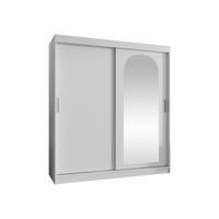 SCHWEBETÜRENSCHRANK Selfie 180 cm - Silberfarben/Weiß, Holzwerkstoff/Kunststoff (180/200/62cm) - MIRJAN24
