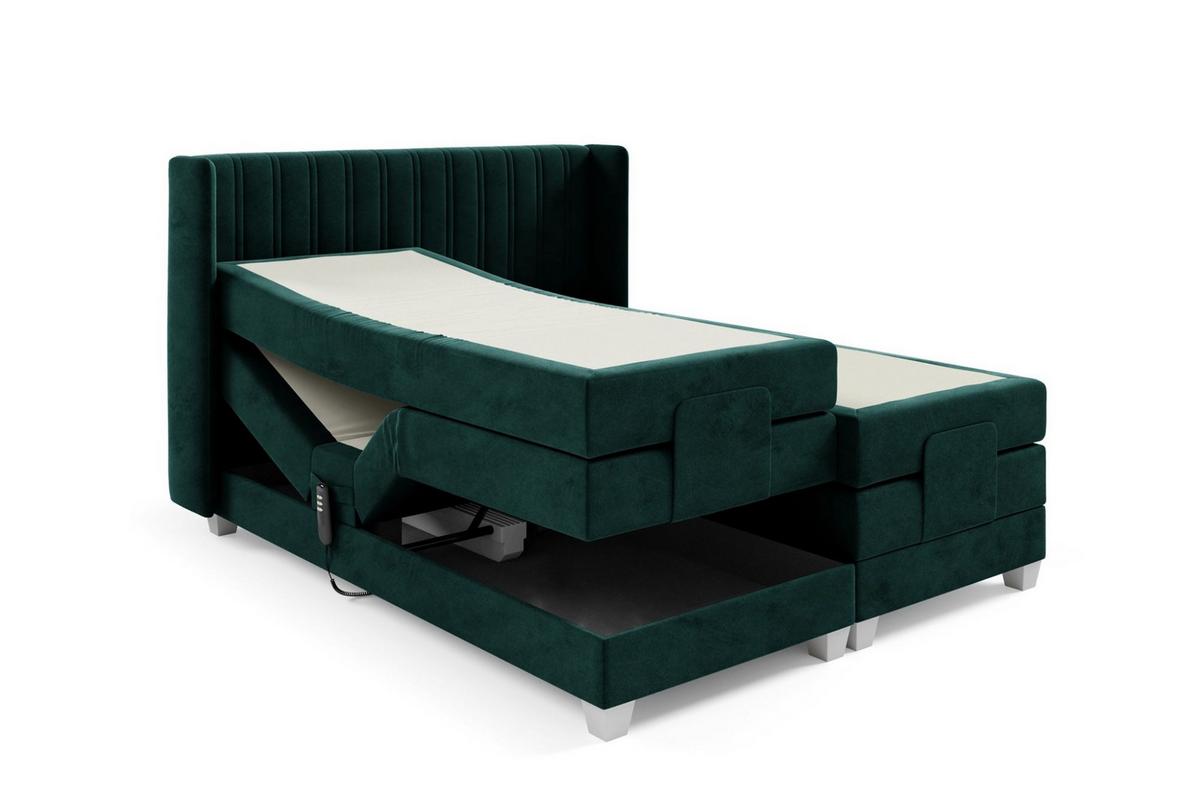 BOXSPRINGBETT Bett Elektrisch Magnus - Grün, Holzwerkstoff/Textil (120/200cm) - Fun Möbel